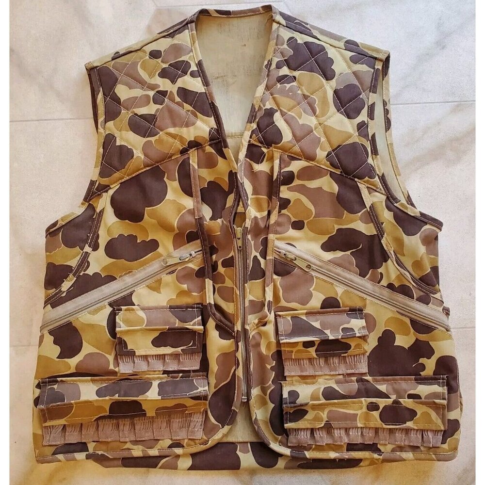 VTG Mount'N Prairie Hunting Vest Mens Small Camo Front Loader Shell Holders